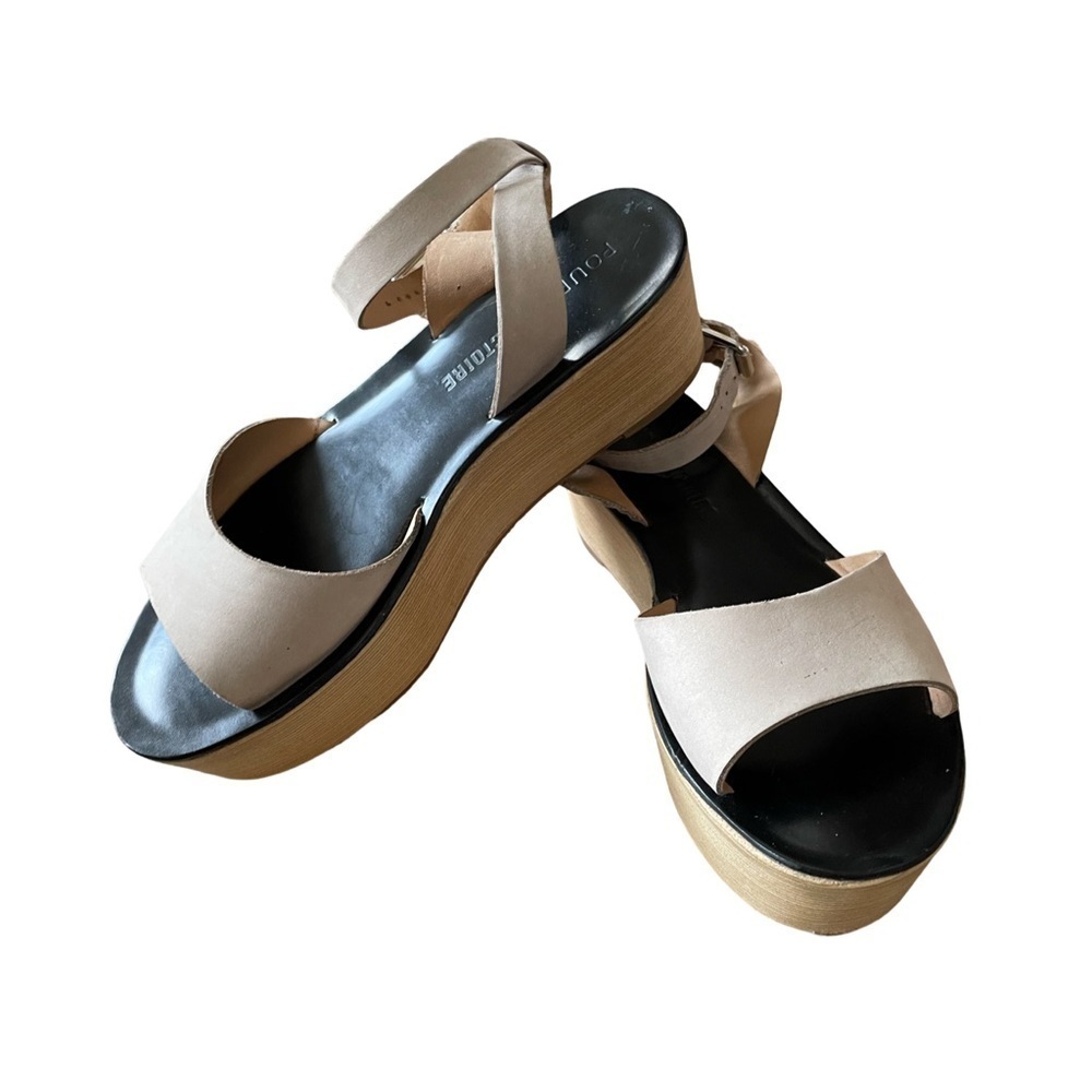 Pour La Victoire Ciara Platform Sandals Taupe Nubuck Size 6.5